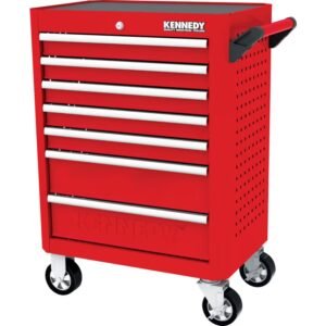 Kennedy Roller Cabinet, Industrial Range, Red/Grey, Steel, 7-Drawers, 844 x 706 x 461mm, 450kg Capacity